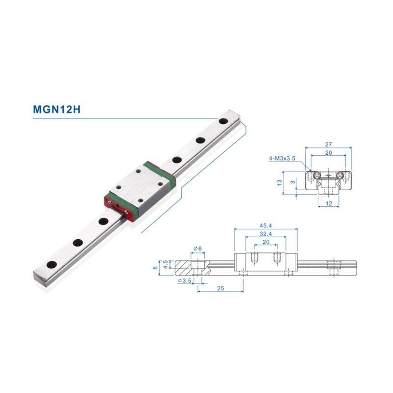 Guia linear de 12mm, trilho mg - Linear Rail Mgn12H Set avaliação e preço